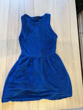 Topshop Royal Blue Textured Sleeveless Dress
